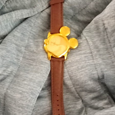Vintage Lorus Mickey Mouse Musical Quartz Watch with Brown Leather Band — listing 2