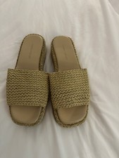 Marc Fisher Black & White Striped Cork Espadrille Platform Wedge Sandals, Size 10M — listing 6