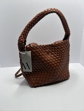 Worthington Vintage Metallic Gold Woven Leather Crossbody Bag with Tassel & Bird Accents