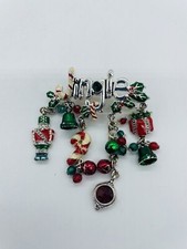 Holiday Season's Greetings Hand-Painted Christmas Stocking Brooch Pin, 18kt Gold Layered — listing 4