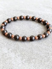 Hematite and Gold-Tone Beaded Stretch Bracelet Stack (Set of 3) — listing 6