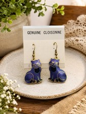 Vintage Gold-Tone Figural Cat with Bow Tie Post Earrings — listing 5