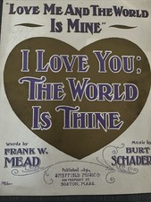 "Love Me and the World Is Mine" Framed Charles Twelvetrees-Style Children's Print in Red Wood Frame — listing 4