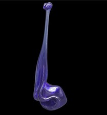 Cobalt Blue Glass Handled Decanter/Cruet with Ball Stopper and Ringed Neck — listing 5