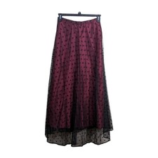 Sheer Black Velvet Burnout Geometric Square Pattern Skirt with Side Ties — listing 5