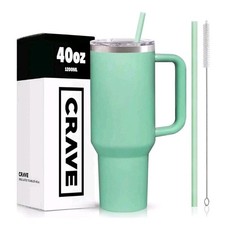 Purple Insulated Stainless Steel Tumbler with Handle and Straw, 1100ml — listing 3