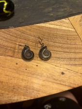 Cut and Polished Ammonite Fossil Sterling Silver Drop Earrings, 1 1/2" Fossil — listing 6