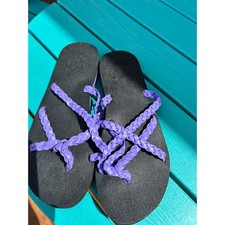 Kuailu Women's Braided Strap Flip Flop Sandals, Purple/Black — listing 4