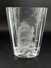 Swedish Mid-Century Copper-Wheel Engraved Crystal Vase with Archer Motif — listing 2