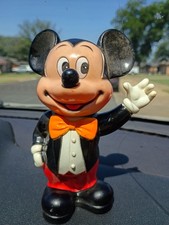 Vintage Chuck E. Cheese-Style Winking Mouse Vinyl Coin Bank on Cheese Wedge, Made in China