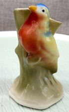 Ceramic Double Bud Vase, Two Birds on Fence with Gold Trim, Yellow Glaze, listing 2