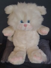 Vintage White Persian Plush Cat with Red Nose and Heart Ribbon — listing 6