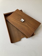 Mid-Century Modern 2-Drawer Wood File Cabinet with Sculpted Wood Pulls — listing 6