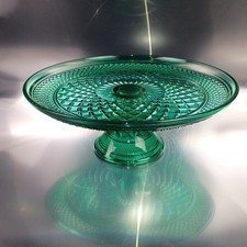 Pressed Glass Pedestal Cake Stand with Clear Glass Dome Cover, Wexford-Style Diamond Pattern — listing 5