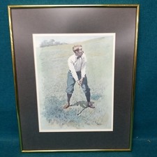 Framed A.B. Frost Golfer Print - Vintage Reproduction of Classic Golf Illustration