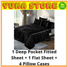 Black Satin/Silky Bedding Item (Fitted Sheet or Pillowcase Set), Maker Unknown — listing 4