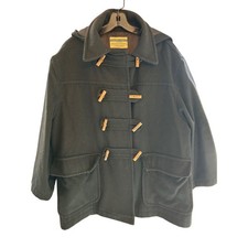 United Colors of Benetton Black Wool Duffle Coat with Hood and Toggle Closures — listing 4