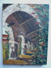 Original Oil Painting of California Spanish Mission with Bell Tower, Framed — listing 5