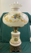 Vintage GWTW Hurricane Parlor Table Lamp with Hand-Painted Sunflower Shade — listing 5