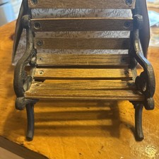 Decorative Wrought Iron Doll-Size Settee Bench with Cushion (Cream Scrollwork) — listing 2