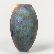 Art Pottery Peacock Bookend with Draped Tail Motif, Ombre Gold-to-Green Glaze — listing 6