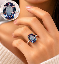 Silver-Tone Solitaire Ring with Round Clear Faceted Stone — listing 3
