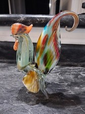 Hand-Blown Art Glass Rooster Figurine, Yellow with Red Streaks — listing 5