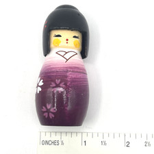 Vintage Japanese Creative Kokeshi Wood Doll with Red Bow, 7.5 inches — listing 4