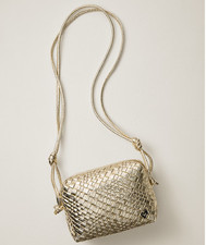 Vintage Beige Woven Cotton Crossbody Handbag with Braided Strap — listing 6
