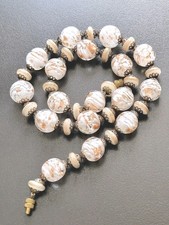 Vintage Venetian Murano Aventurine Copper Fleck Glass Bead Necklace