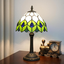 Tiffany-Style Stained Glass Peacock Figural Table Lamp — listing 2