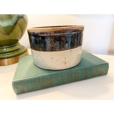 Antique Salt-Glazed Stoneware Storage Crock with Beaded Band and Lug Handles — listing 2