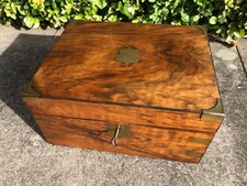 Victorian Burl Walnut Personal Effects / Vanity Box with Fitted Interior, 12x8x7 — listing 3