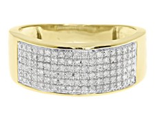 Men's 10K Gold Diamond Sunburst Signet-Style Ring — listing 2