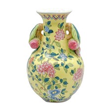 Chinoiserie Tapered Floral Vase with Cobalt Blue and Gold Enamel Decoration — listing 4