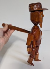 Antique Folk Art Wooden Dancing Man Toy with Top Hat, 20cm Figure on 30cm Stick — listing 3
