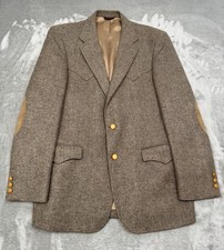 Vintage Western Style Sport Coat with Leather Yoke, Brown Twill Blazer — listing 5