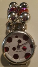 Narmi Beaded Cuff Bracelet Watch with Amber & Tiger's Eye Glass Beads — listing 3