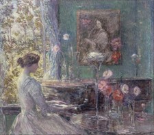 Impressionist Interior Scene Oil-Style Painting - Grand Piano, Cello and Music Room — listing 2