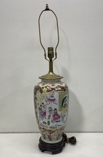 Chinese Famille Rose Purple-Ground Covered Tea Jar Mounted as Table Lamp — listing 6