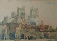 Geo. H. Downing Signed Watercolour of Aitre St-Maclou, Rouen (Half-Timbered Street Scene) — listing 3