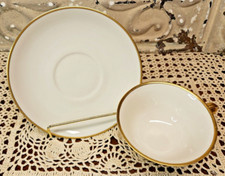 Flintridge China Cream & Platinum Trim Teacup and Saucer Set — listing 6