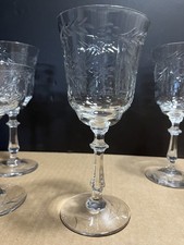 Vintage Cut Crystal Wine Glass with Etched Swag Drape Pattern