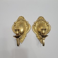 Vintage Ornate Cast Brass Wall Sconce Double-Arm Candle Holder — listing 2