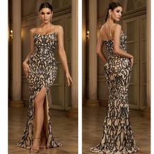 Miss Ord Black Sequin Off-Shoulder Long Sleeve Mermaid Evening Gown — listing 4