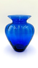 Cobalt Blue Optic Ribbed Footed Glass Vase — listing 3