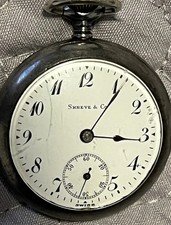Antique Silver Open-Face Key-Wind Pocket Watch with White Enamel Roman Numeral Dial — listing 2