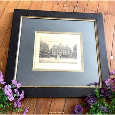 Antique Framed Landscape Etching with Cattle at Water's Edge, listing 4