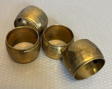 Hammered Brass Napkin Rings Set of 8 Red Metallic Finish — listing 4
