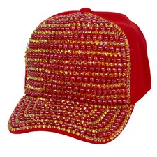 Las Vegas Rhinestone Bling Baseball Cap with Red/Green Stripe — listing 5